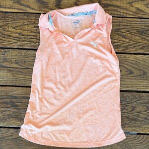 Puma Peach-Orange Sleeveless Polo Top